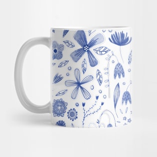 Indigo Blue Flowers Mug